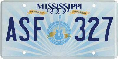 MS license plate ASF327