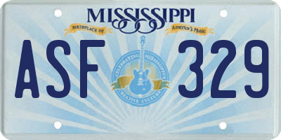 MS license plate ASF329