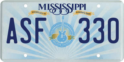 MS license plate ASF330