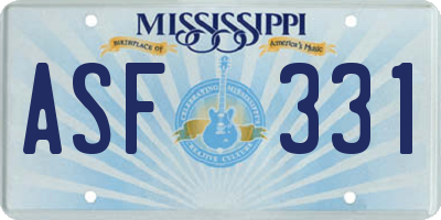 MS license plate ASF331