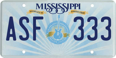 MS license plate ASF333