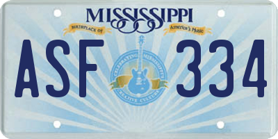 MS license plate ASF334