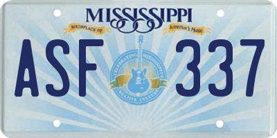 MS license plate ASF337