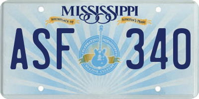 MS license plate ASF340