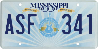 MS license plate ASF341