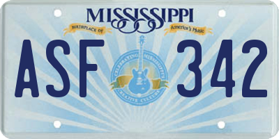 MS license plate ASF342
