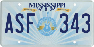 MS license plate ASF343