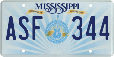 MS license plate ASF344
