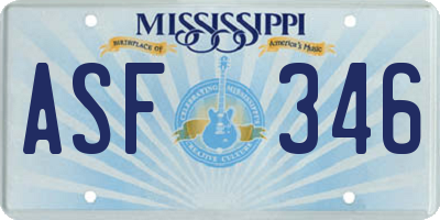 MS license plate ASF346