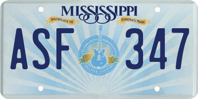MS license plate ASF347