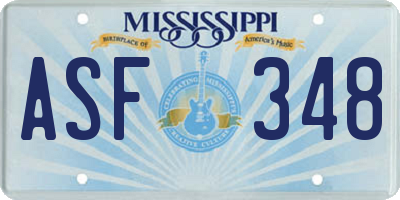 MS license plate ASF348