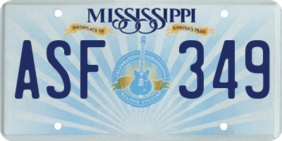 MS license plate ASF349