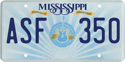 MS license plate ASF350