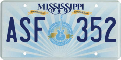 MS license plate ASF352