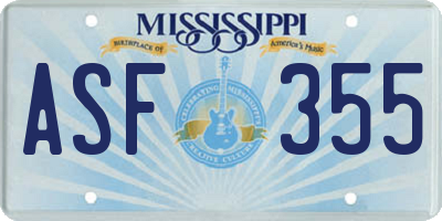 MS license plate ASF355