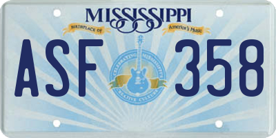MS license plate ASF358