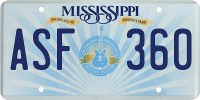 MS license plate ASF360