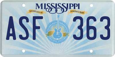 MS license plate ASF363