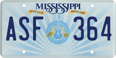 MS license plate ASF364