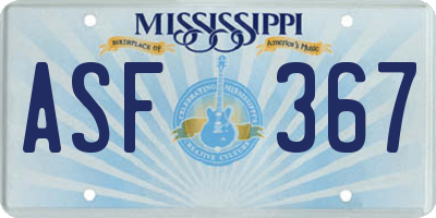 MS license plate ASF367