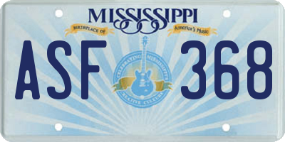 MS license plate ASF368