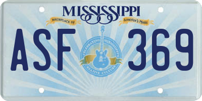 MS license plate ASF369