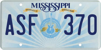 MS license plate ASF370