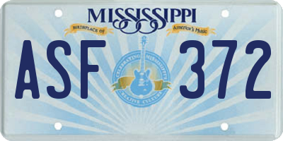 MS license plate ASF372