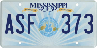 MS license plate ASF373