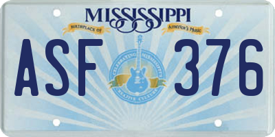 MS license plate ASF376