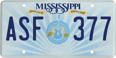 MS license plate ASF377