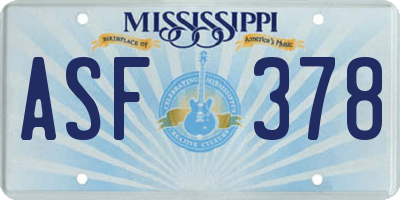 MS license plate ASF378