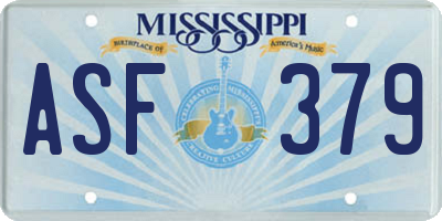 MS license plate ASF379