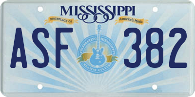MS license plate ASF382