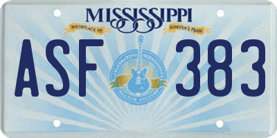 MS license plate ASF383