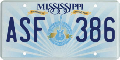 MS license plate ASF386