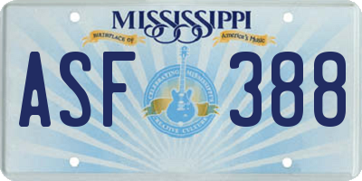 MS license plate ASF388