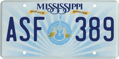 MS license plate ASF389