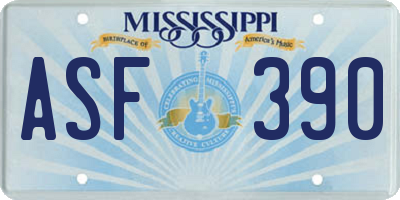 MS license plate ASF390