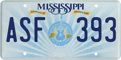 MS license plate ASF393