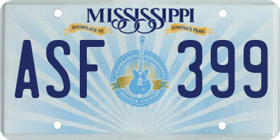 MS license plate ASF399