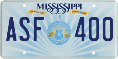MS license plate ASF400