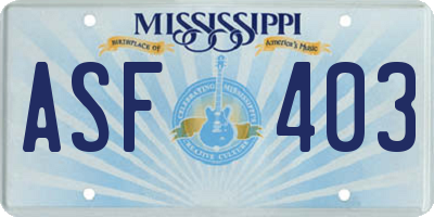 MS license plate ASF403