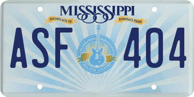 MS license plate ASF404