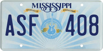 MS license plate ASF408
