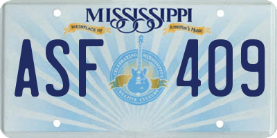 MS license plate ASF409