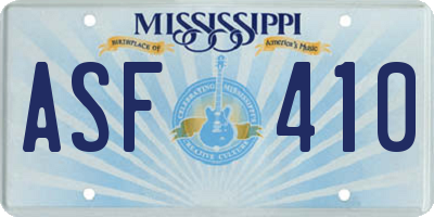 MS license plate ASF410