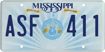 MS license plate ASF411