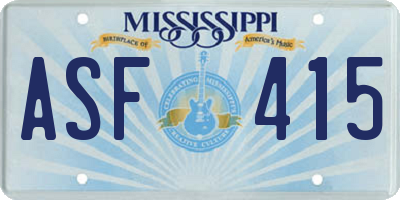 MS license plate ASF415