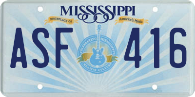 MS license plate ASF416